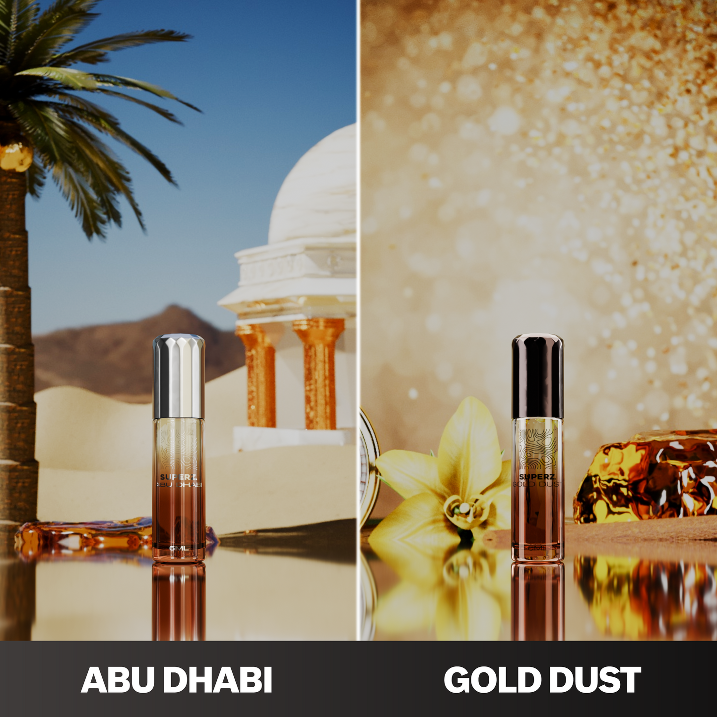Abu Dhabi & Gold Dust - 2x6 ml Exkluzívny 100% parfumový olej - Pre mužov/Unisex