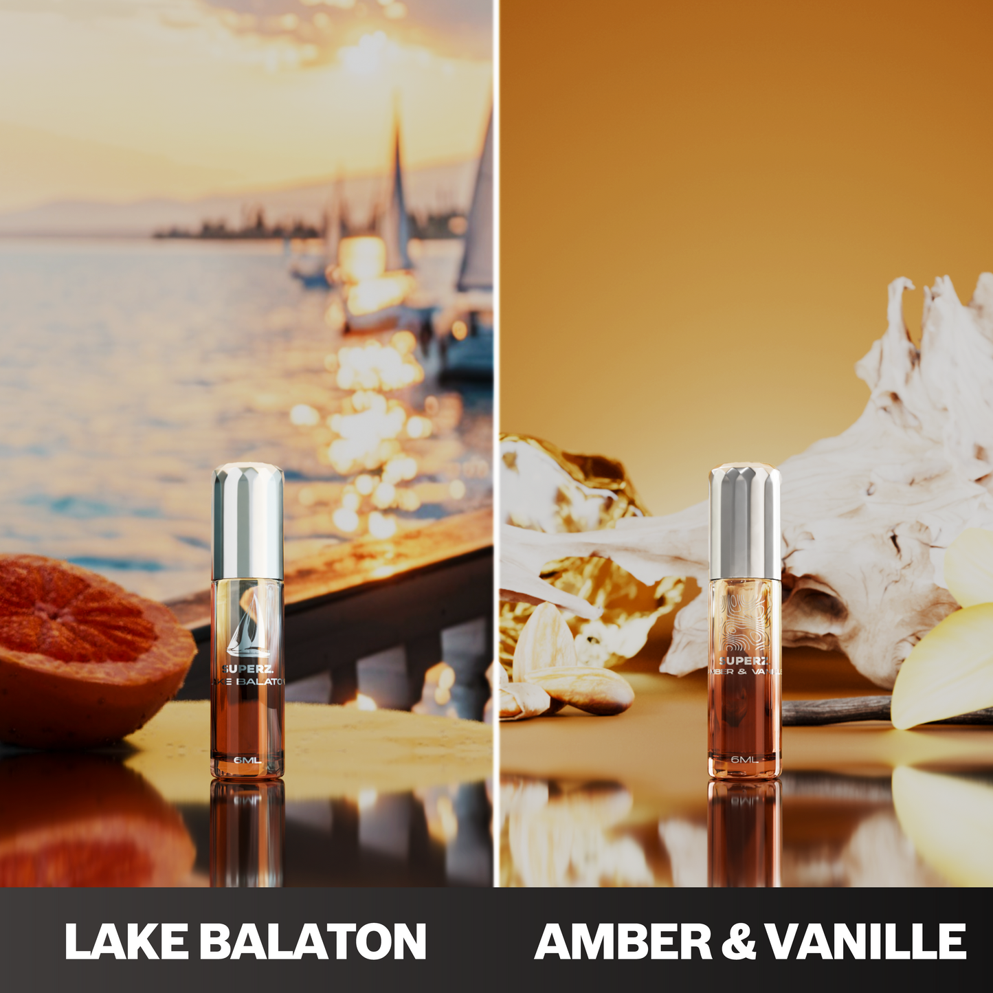 Lake Balaton & Amber&Vanille - 2x6 ml Exkluzívny 100% parfumový olej - Unisex