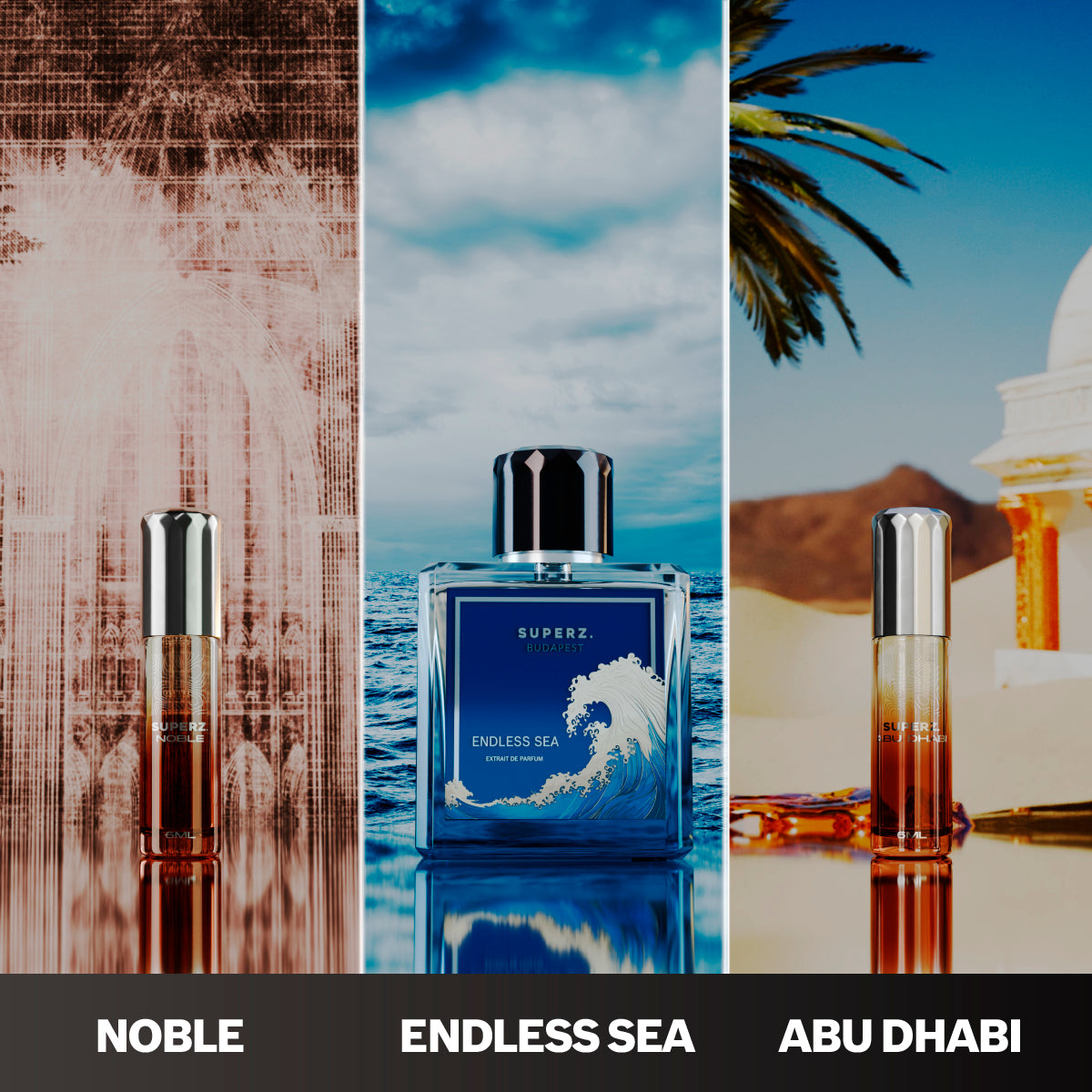Crown of the Desert & Ocean - Endless Sea 50ml & Abu Dhabi 6ml & Noble 6ml - Man/Unisex