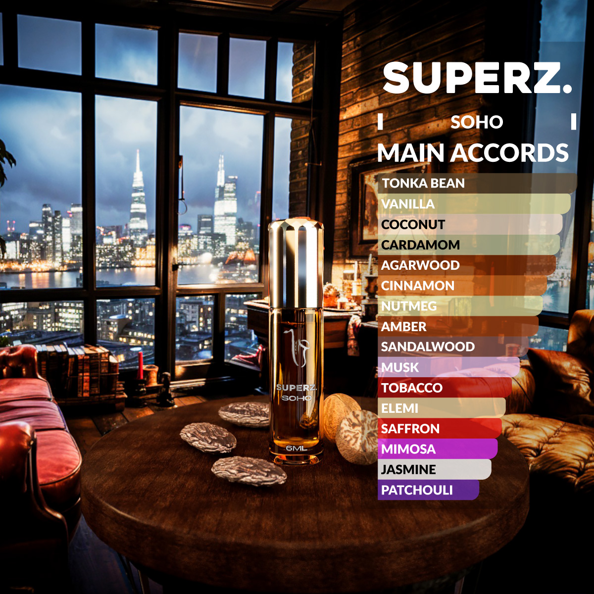 Soho - 6 ml exklusives 100% Parfümöl - Unisex - im neuen Design!